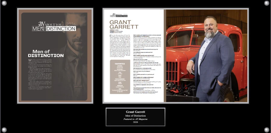 Wide three-panel magazine feature plaque