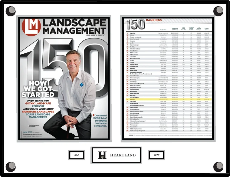 Heartland plaque, Landscape Management 150 2017, ranked number 34