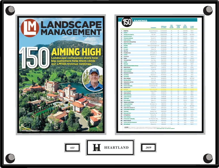 Heartland plaque, Landscape Management 150 2019, ranked number 33