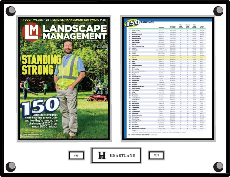 Heartland plaque, Landscape Management 150 2020, ranked number 15