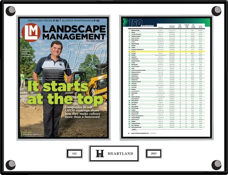 Heartland plaque, Landscape Management 150 2021, ranked number 12