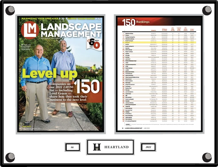 Heartland plaque, Landscape Management 150 2022, ranked number 6