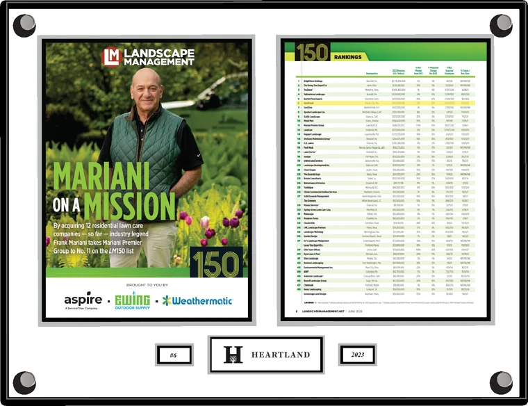 Heartland plaque, Landscape Management 150 2023, ranked number 6