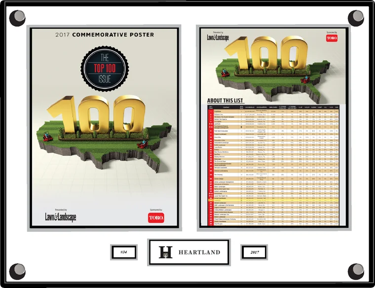 Heartland plaque, Lawn & Landscape Top 100 2017, ranked number 34