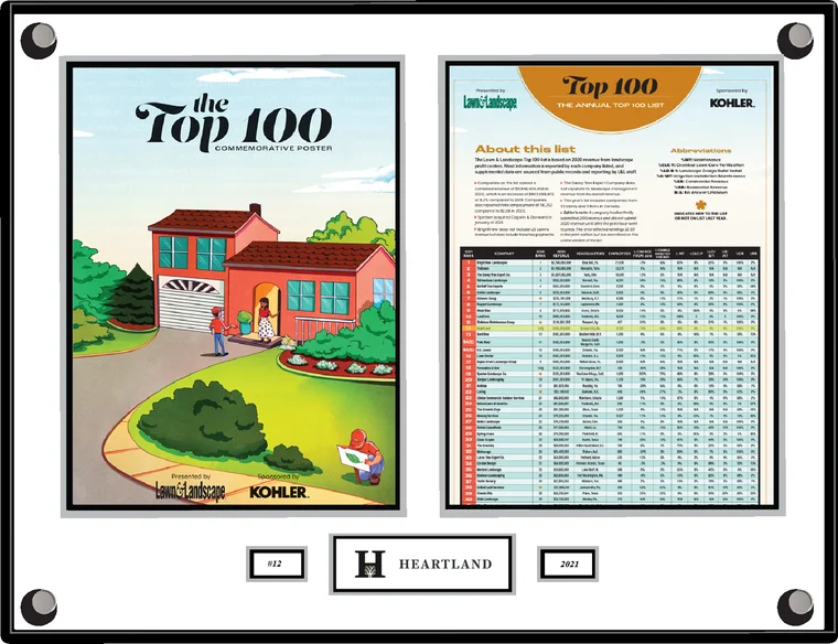 Heartland plaque, Lawn & Landscape Top 100 2021, ranked number 12