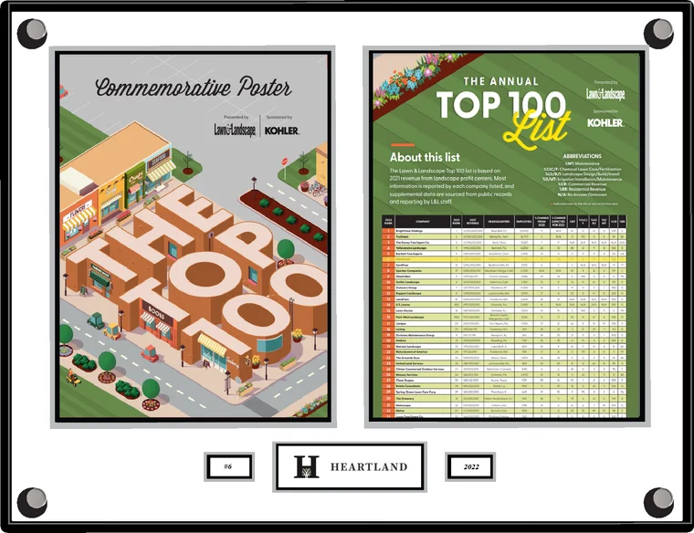 Heartland plaque, Lawn & Landscape Top 100 2022, ranked number 6